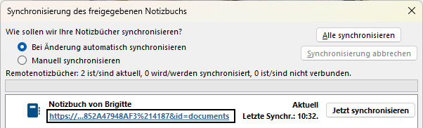 OneNote lokal Synchronisieren